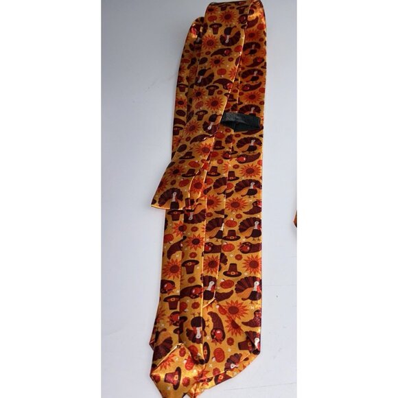 Lot of FOUR Men's Novelty Thanksgiving Neck Ties Pumpkins Turkeys No Brand 56" - Picture 2 of 15